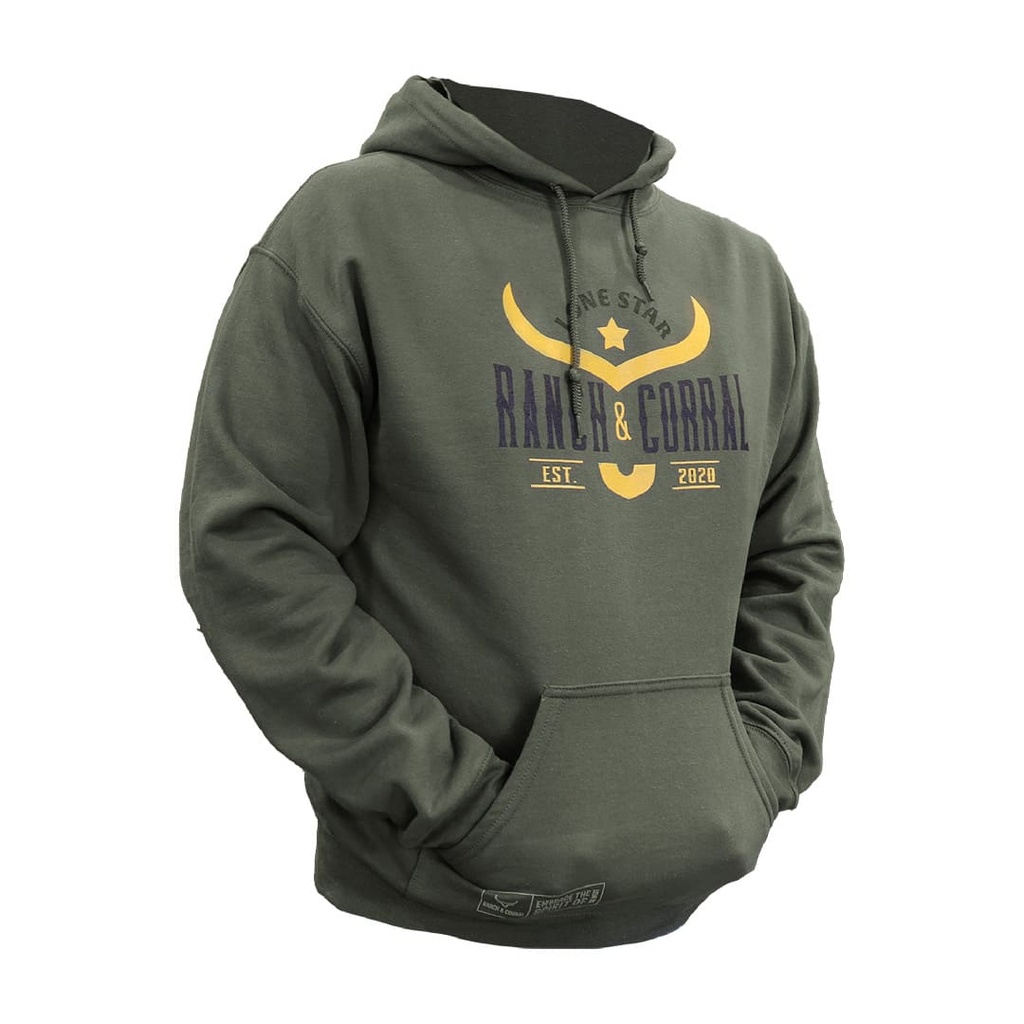 Hoodie Ranch & Corral Ranchers Lone Star Military Green